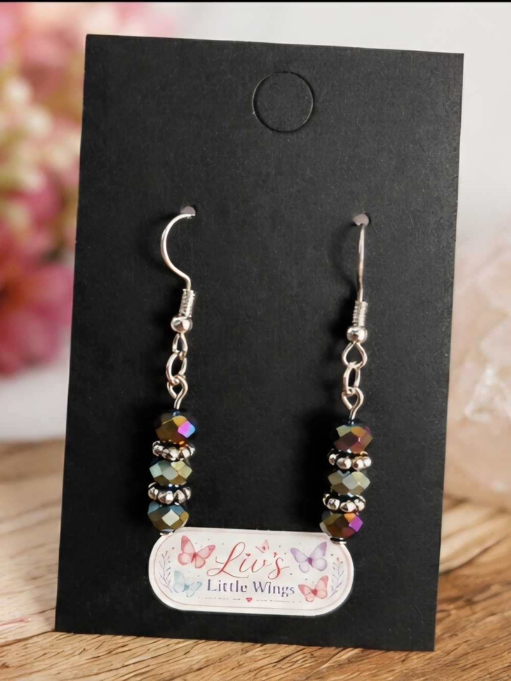 Liv's Little Wings Iridescent Beaded Dangle Earrings - Multicolor